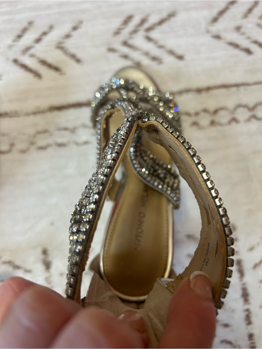 Antonio Melani Silver Rhinestone Strappy Heels Size 7 Evening Shoes - Picture 9 of 15